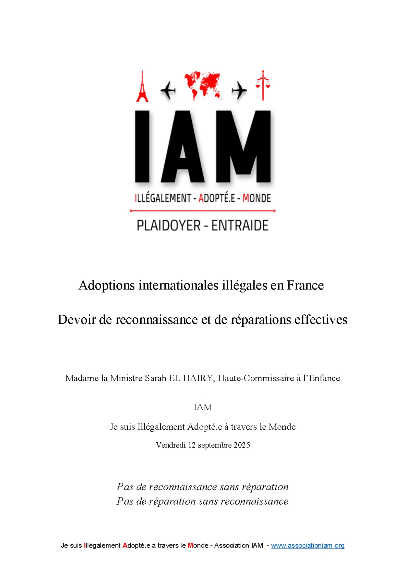 Couverture du dossier : Reconnaissance & Réparations par l'association IAM